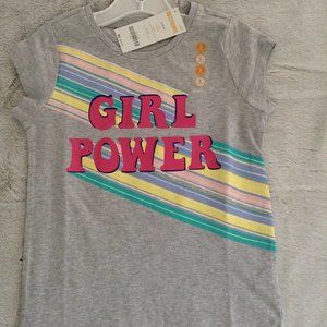Gymboree Rainbow Girl Power Tee Shirt Top Girls Gray NWT